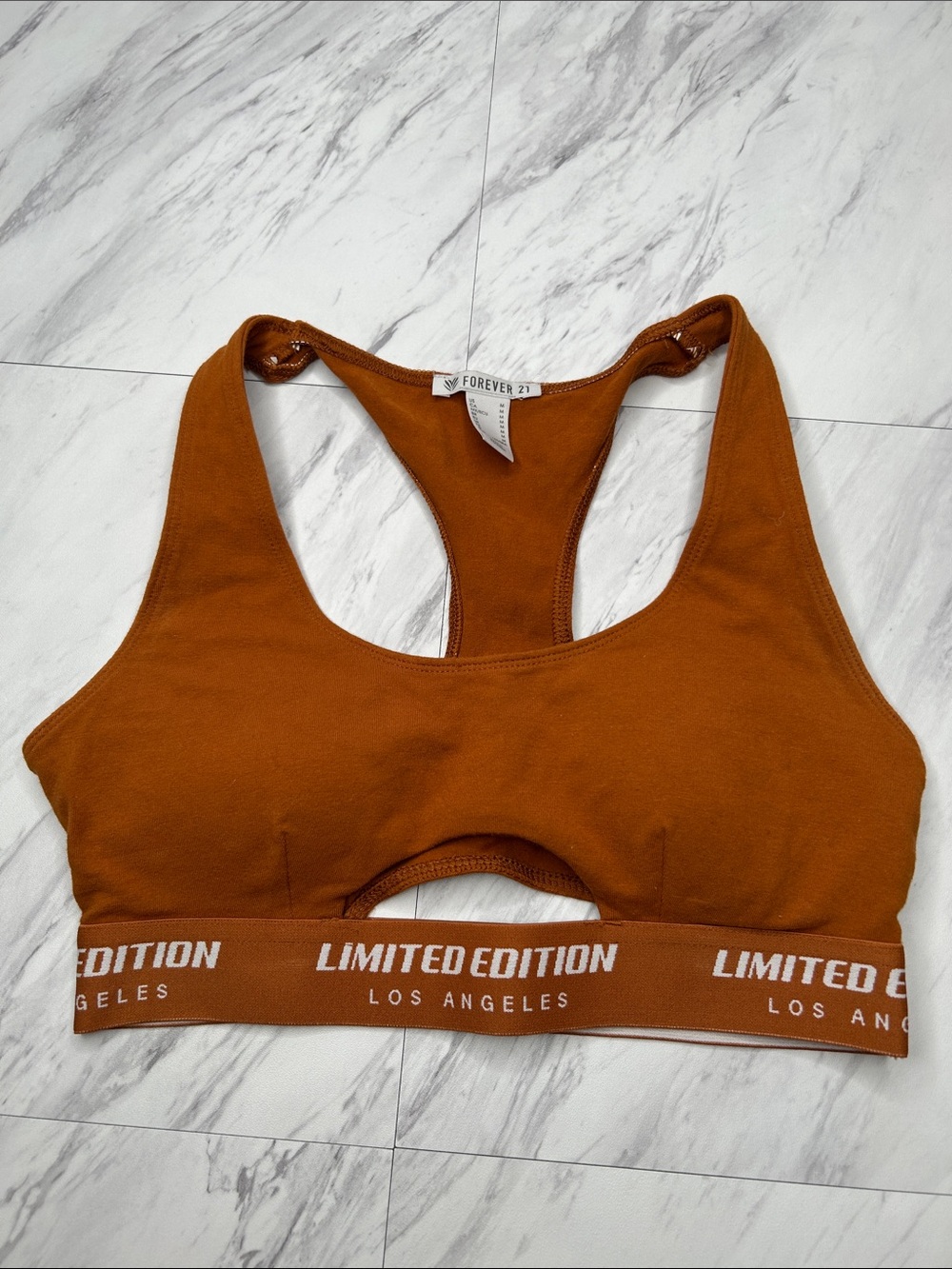 Forever 21 Rust Racerback Cutout Sports Bra